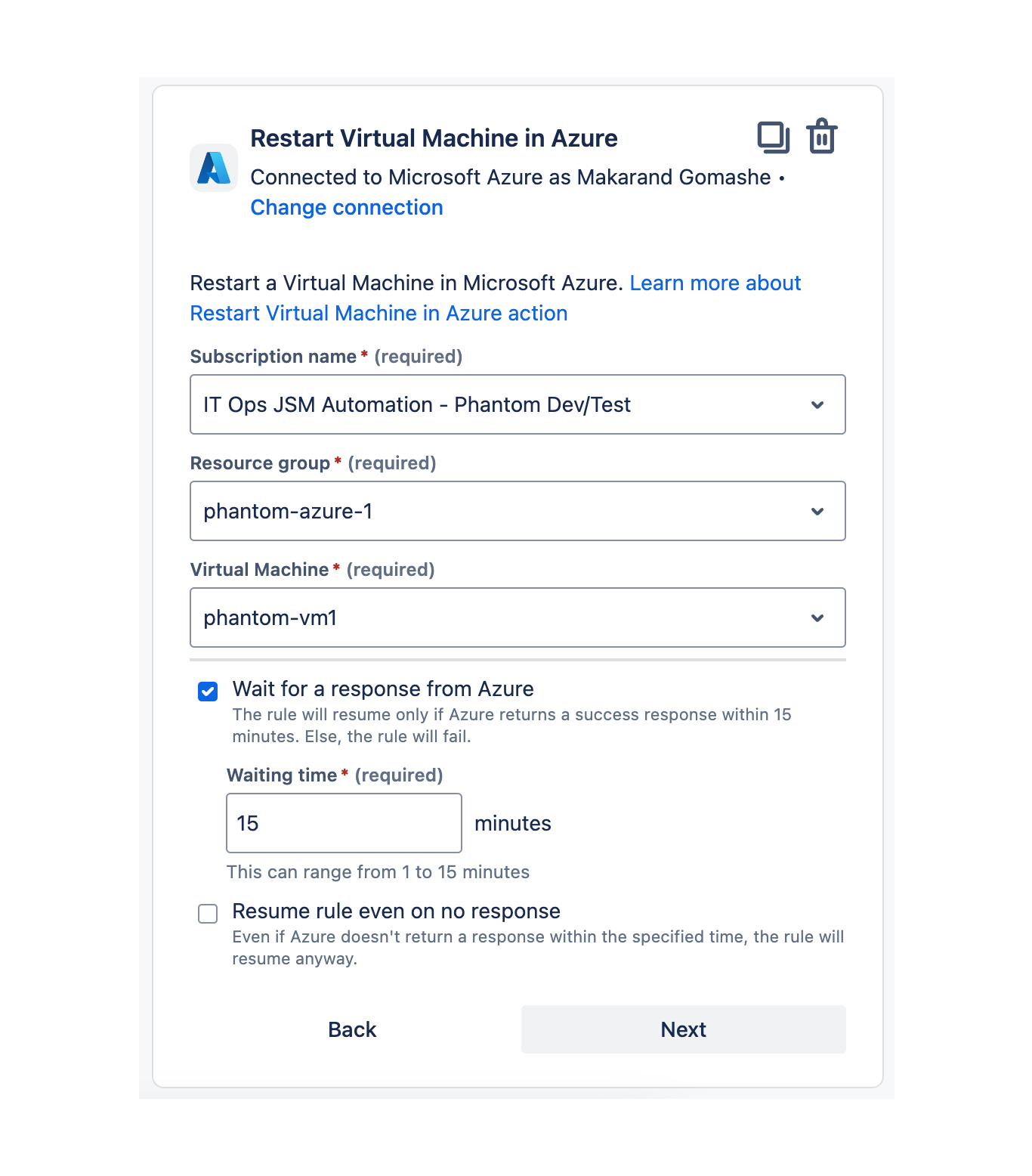 Restart virtual machine in azure
